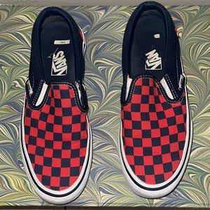 VANS Red and Blue Checkered Cushion Pro Slip-ons